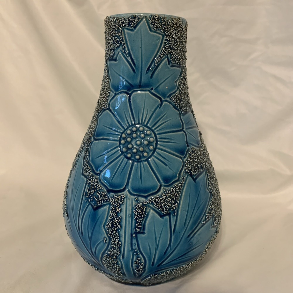 Sand Glaze Turquoise‎ Majolica Style Vase Beautiful 6.5" Tall